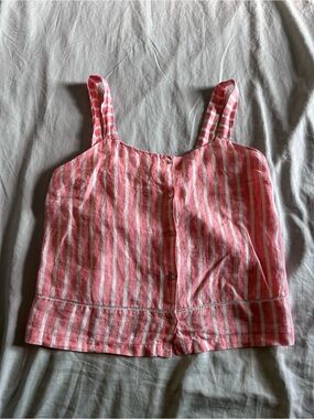 C&C California Pink and White Striped Button-Front Tank